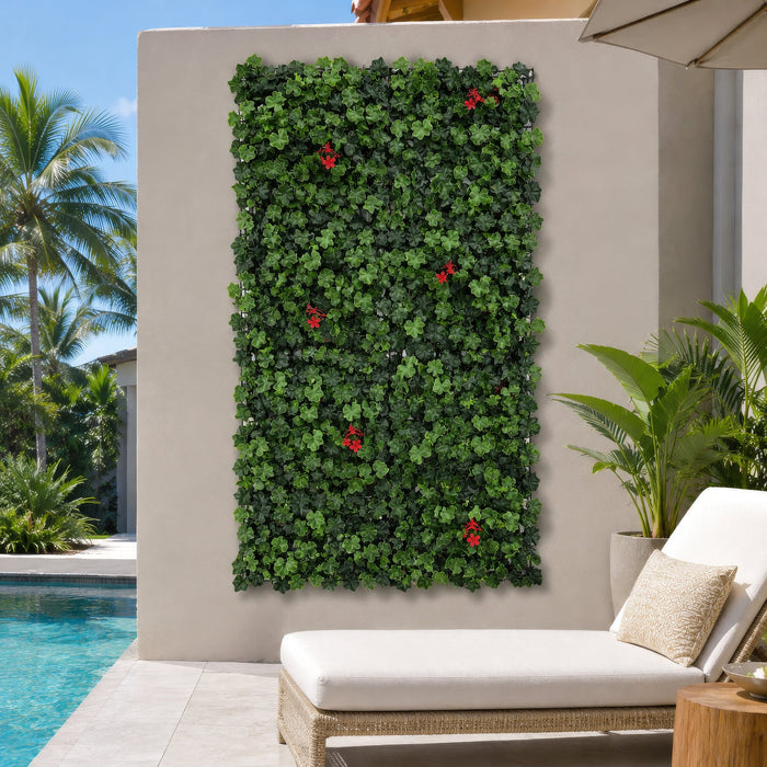 20"x20" Outdoor UV-Proof Flowering Artificial Hanging Begonia Ivy Mat -Red/Green (Pack of 6) - SAFTNB35