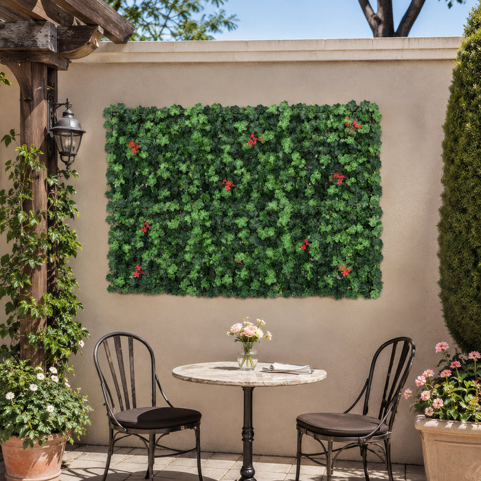 20"x20" Outdoor UV-Proof Flowering Artificial Hanging Begonia Ivy Mat -Red/Green (Pack of 6) - SAFTNB35