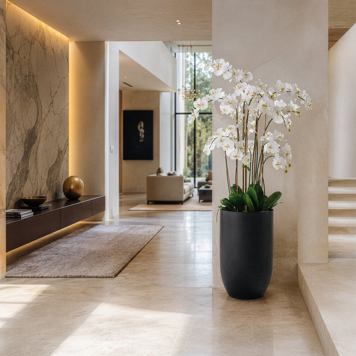 70.5"Hx40"W Phalaenopsis Orchid Silk Flower Arrangement w/Cement Planter -White - WF0749-WH