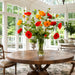 36"Hx38"W Large Mixed Poppy Silk Flower Arrangement w/Tall Glass Vase -Orange/Red - WF0752-OR/RE