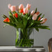 24"Hx26"W Mixed French Tulips Silk Flower Arrangement w/Glass Vase -Orange/Peach - WF0759-OR/PE