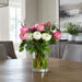 17"Hx16"W Mixed Ranunculus Silk Flower Arrangement w/Glass Vase -Mixed Colors - WF0764-MX