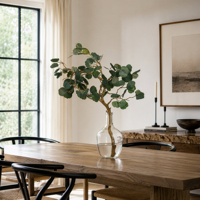 27"Hx24"W Cotinus Branch Artificial Arrangement w/Glass Vase -Green - WF0768-GR