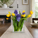 15.5"Hx18"W Tulip & Hyacinth Silk Flower Arrangement w/Glass Vase -Blue/Yellow - WF0787-BL/YE