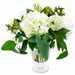 16"Hx19"W Hydrangea, Peony & Artichoke Silk Flower Arrangement w/Glass Vase -White/Green - WF0813-WH/GR
