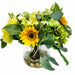 17"Hx23"W Hydrangea, Peony & Sunflower Silk Flower Arrangement w/Glass Vase -Yellow/Green - WF0815-YE/GR