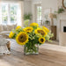 15"Hx18"W Sunflower & Queen Anne's Lace Silk Flower Arrangement -Yellow - WF1442-YE