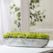 6"Hx22"W Baby's Breath & Meadow Flower Silk Flower Arrangement w/Tin Oval Container -Green - WF1732-GR