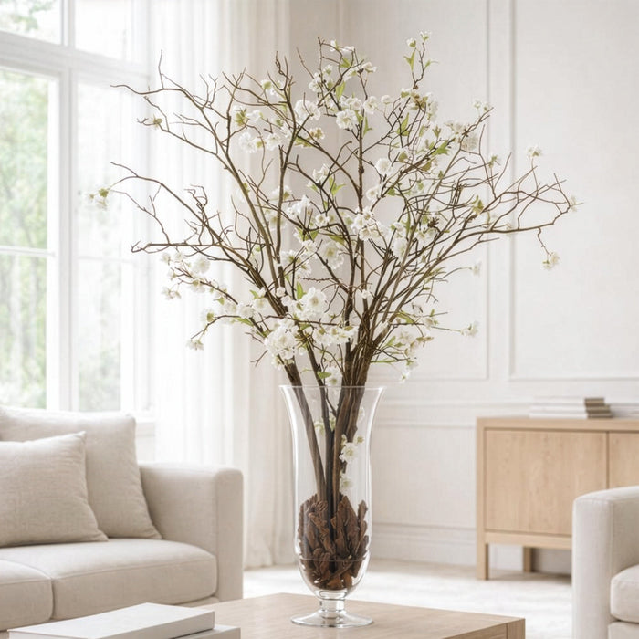 42"Hx34"W Cherry Blossom Silk Flower Arrangement -White - WF9011-WH