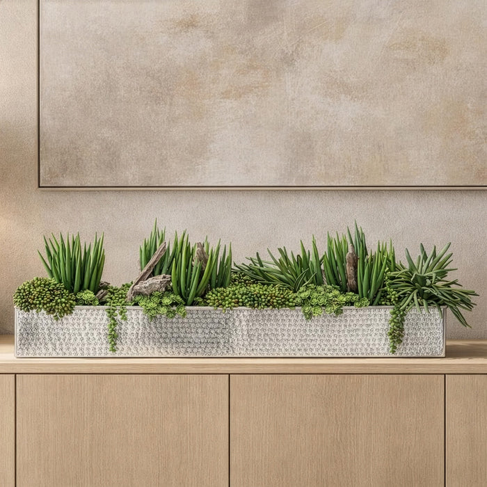 12"Hx41"W Senecio, Succulent & Sedum Artificial Plant w/Planter -Green - WF9012-GR