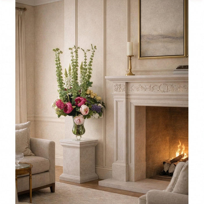 43"Hx26"W Rose, Peony & Bells Of Ireland Silk Flower Arrangement -Green/Fuchsia - WF9164-GR/FU