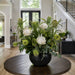 35.5"Hx31"W Protea, Banksia & Tropical Mixed Silk Flower Arrangement w/Aluminum Round Vase -Cream/Green - WF9292-CR/GR