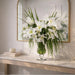 36"Hx33"W Casablanca Lily Silk Flower Arrangement w/Glass Vase -White/Green - WF9293-WH/GR