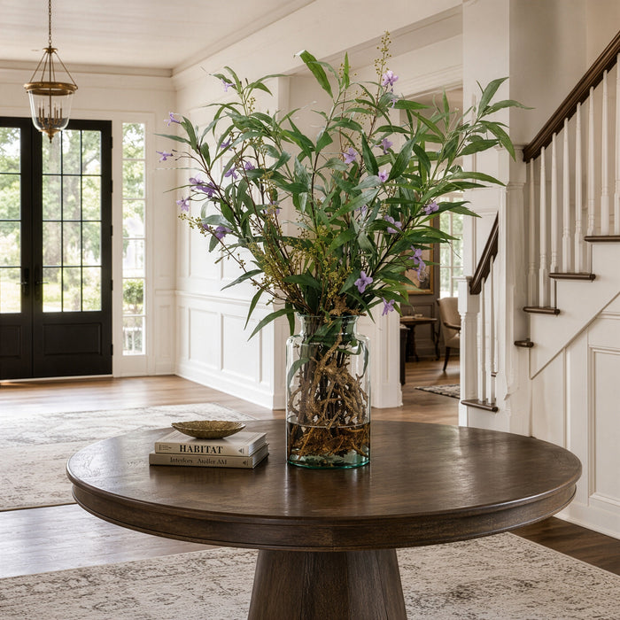 39.5" Silk Ruellia Flower & Driftwood Arrangement w/Glass Vase -Purple/Green - WF9306-GR/PU