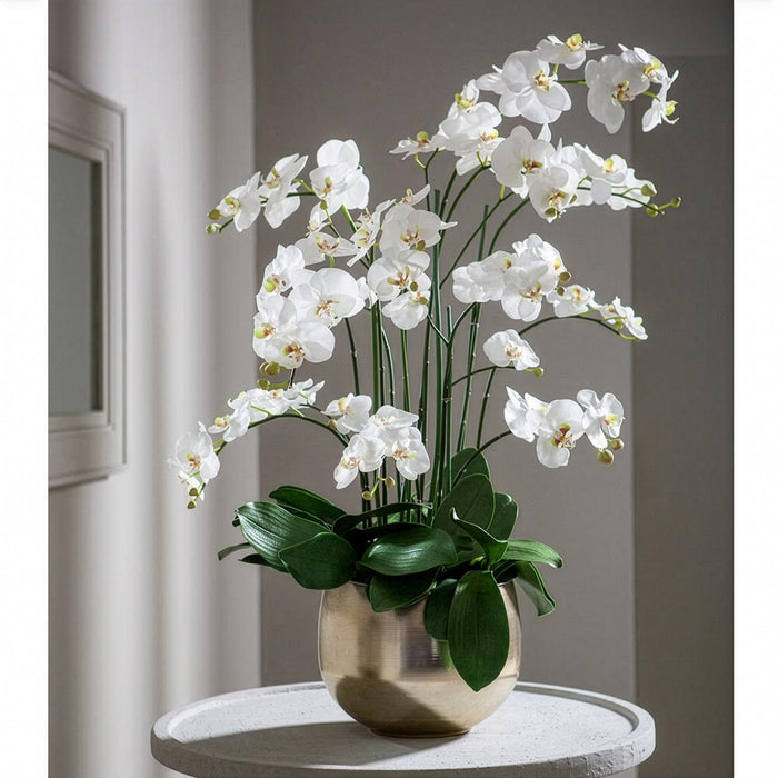 39"Hx30"W Silk Phalaenopsis Orchid Flower Arrangement w/Planter -White - WF9390-WH