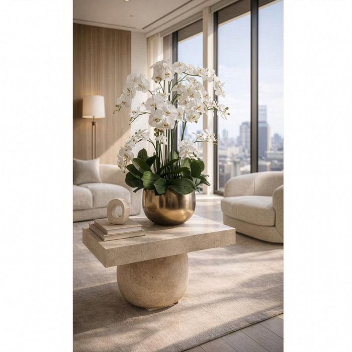 39"Hx30"W Silk Phalaenopsis Orchid Flower Arrangement w/Planter -White - WF9390-WH