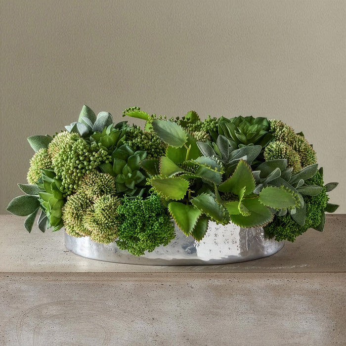 9"Hx17" Artificial Succulent & Kalanchoe Plant w/Planter -Green - WF9405-GR