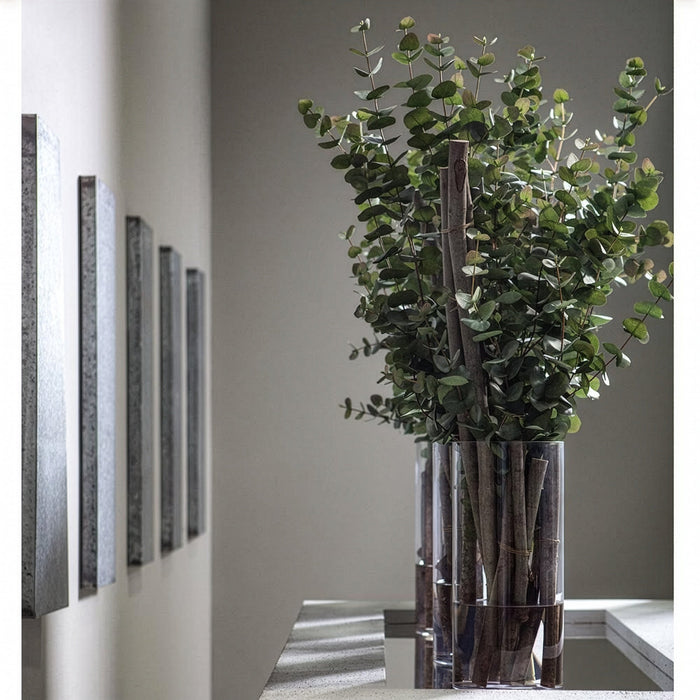 47" Silk Eucalyptus Plant & Branches Arrangement w/Glass Vase -Green - WF9414-GR