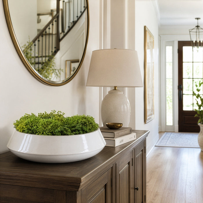 10"Hx20"W Sedum, Baby's Breath & Berry Artificial Flower Arrangement w/Planter -Green - WF9516-GR