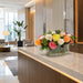 12"Hx22"W Real Touch Mixed Rose, Skimmia & Shikiba Leaf Silk Flower Arrangement w/Glass Vase -Mixed Colors - WF9605-MX