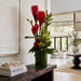 42.5" Mixed Silk Tropical Flower Arrangement w/Glass Vase -Orange/Red - WF9850-OR/RE