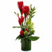 42.5" Mixed Silk Tropical Flower Arrangement w/Glass Vase -Orange/Red - WF9850-OR/RE