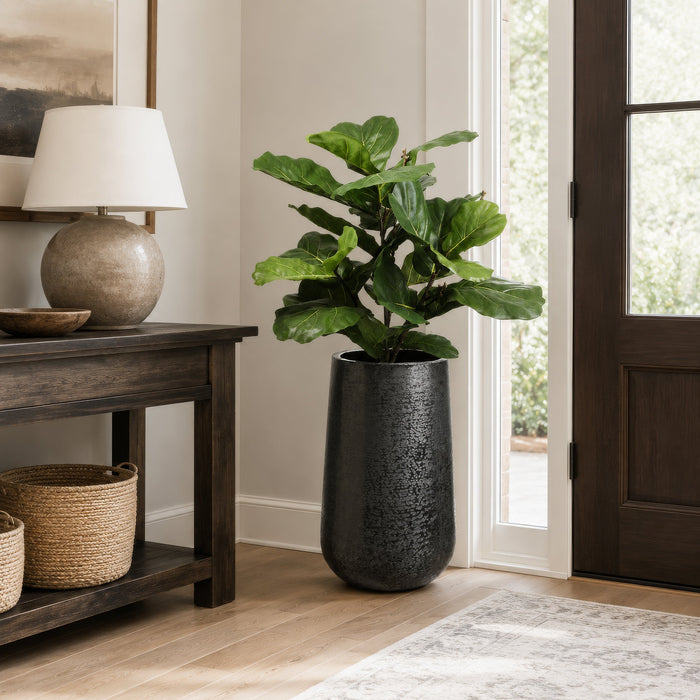 4'3" Silk Fiddle Leaf Fig Tree w/Textured Planter -Green - WP0670-GR