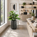 4'3" Silk Fiddle Leaf Fig Tree w/Textured Planter -Green - WP0670-GR