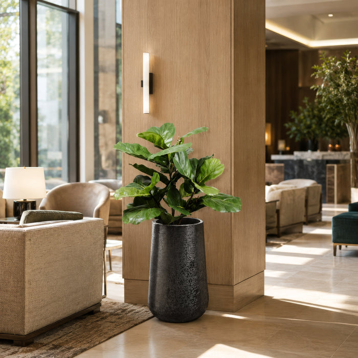 4'3" Silk Fiddle Leaf Fig Tree w/Textured Planter -Green - WP0670-GR