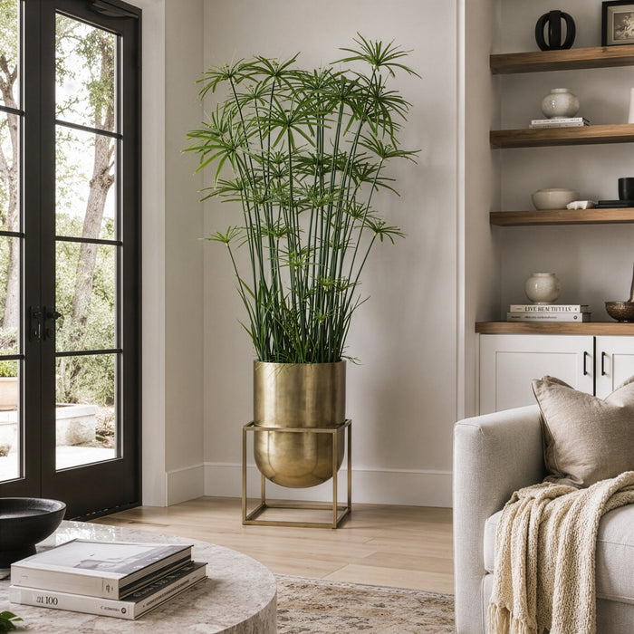 7'8" Artificial Papyrus Grass Plant w/Matte Planter & Stand -Green - WP0701-GR