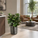 36" Artificial Rubber Leaf Plant w/Textured Zinc Planter -Green - WP0702-GR
