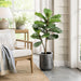 42" Silk Fiddle Leaf Fig Tree w/Textured Zinc Planter -Green - WP0711-GR