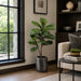 42" Silk Fiddle Leaf Fig Tree w/Textured Zinc Planter -Green - WP0711-GR