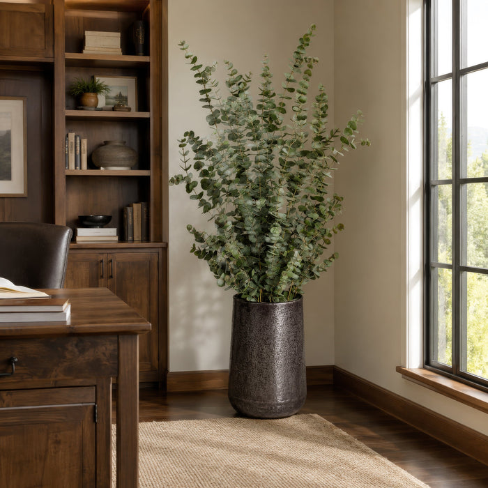 6'5" Silk Eucalyptus Plant w/Textured Planter -Green/Gray - WP0712-GR/GY