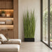 7'2"Hx30"W Wild Grass Wall Divider Artificial Plant w/Black Fiberglass Planter -Light Green - WP0735-GR/LT