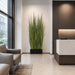 7'2"Hx30"W Wild Grass Wall Divider Artificial Plant w/Black Fiberglass Planter -Light Green - WP0735-GR/LT