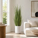 5'4"Hx15"W Wild Grass Artificial Plant w/White Cement Planter -Light Green - WP0738-GR/LT