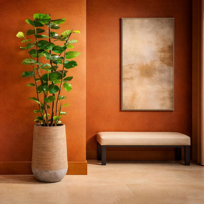 5'9"Hx24"W Seagrape Leaf Artificial Tree w/Cement Planter -Green - WP0752-GR