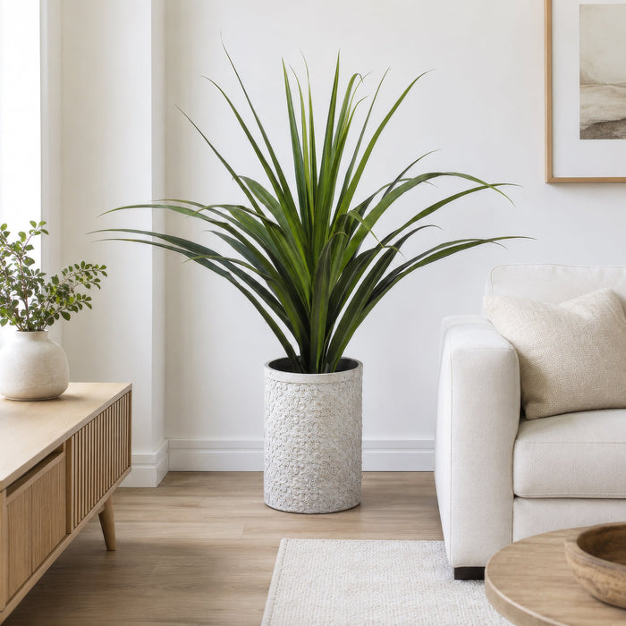 4'10" Dracaena Silk Plant w/Fiber Cement Planter -Green - WP7938-GR