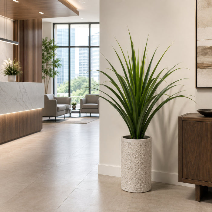 4'10" Dracaena Silk Plant w/Fiber Cement Planter -Green - WP7938-GR