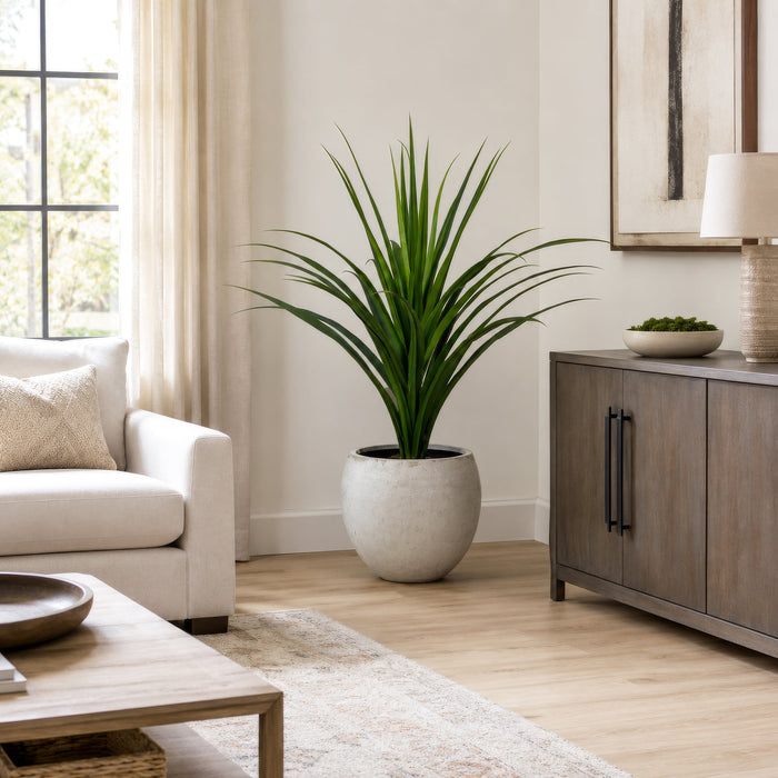 4'5" Dracaena Silk Plant w/Fiber Cement Planter -Green - WP7941-GR
