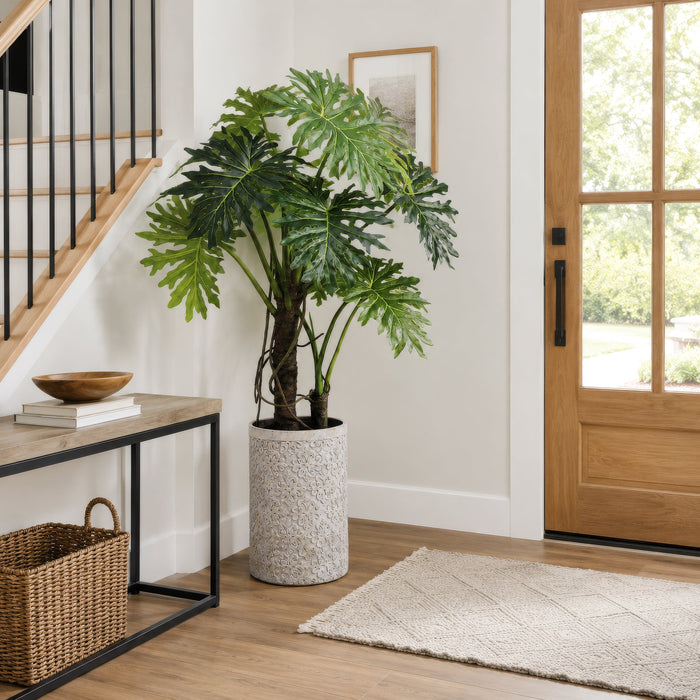 5'11" EVA Plume Split Leaf Artificial Plant w/Fiber Cement Planter -Green - WP7947-GR
