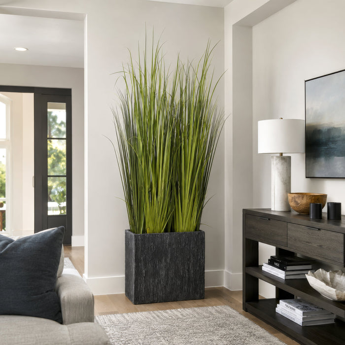 8' Reed Grass Artificial Plant w/Fiber Cement Container -Green - WP8093-GR