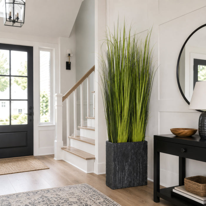 8' Reed Grass Artificial Plant w/Fiber Cement Container -Green - WP8093-GR