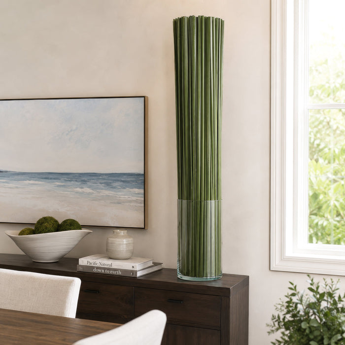 42" Tall Artificial Grass w/Glass Vase -Green - WP8178-GR