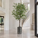 7'10" Budding Azalea Silk Flowering Tree w/Textured Zinc Planter -Green/White - WT0674-GR/WH
