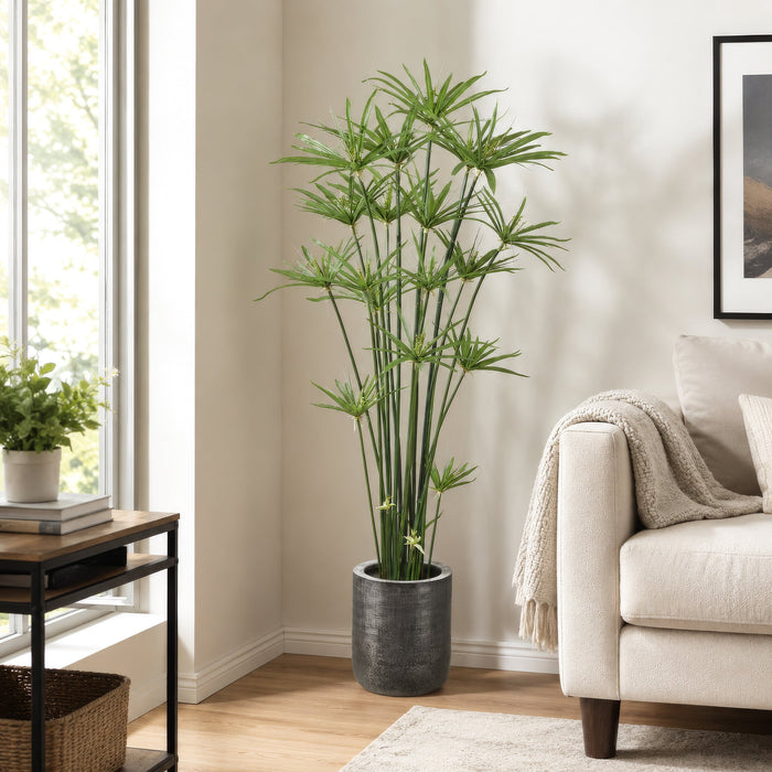 5'4" Artificial Cyperus Papyrus Grass Plant w/Planter -Green - WT0693-GR