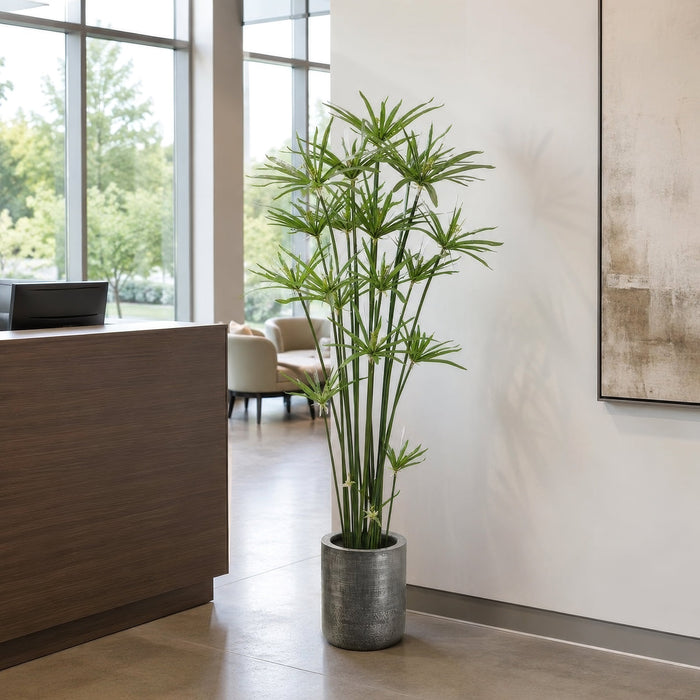 5'4" Artificial Cyperus Papyrus Grass Plant w/Planter -Green - WT0693-GR