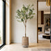 7'Hx36"W Olive Leaf Artificial Tree w/Cement Planter -Green - WT0708-GR
