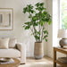 7'6"Hx48"W Fruiting Fig Leaf Artificial Tree w/Cement Planter -Green - WT0709-GR